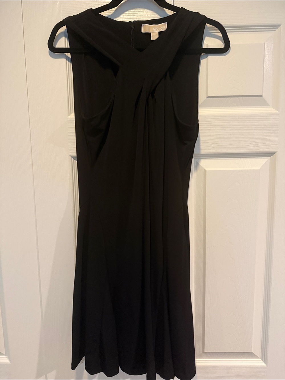 MICHAEL Michael Kors Black Twist-Detail Midi Dress..nwt ..authentic ..size 12